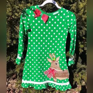 NWOT Counting Daises Size 10 Holiday Dress with Reindeer Applique